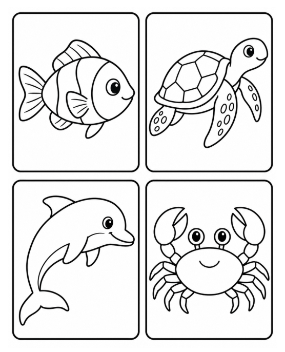 Preview of Sea Animals Flashcards Free Printable