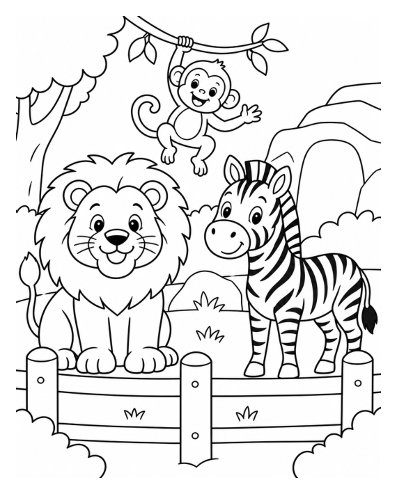 Preview of Zoo Animal Coloring Pages for Preschool